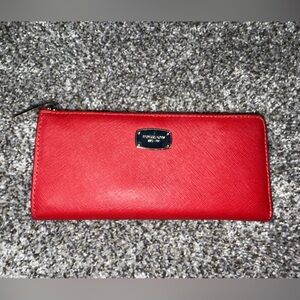 Michael Kors red zipper wallet